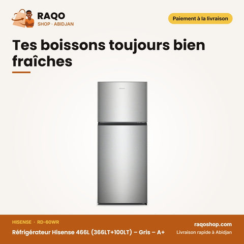 Réfrigérateur Hisense 466L (366LT+100LT) – Gris – A+ – No Frost | RD-60WR