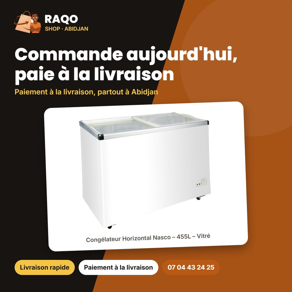 Congélateur Horizontal Nasco – 455L – Vitré – 2 Portes Couliss. | NAS-FS455FL