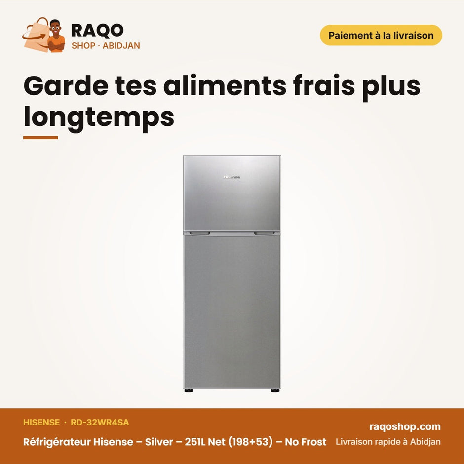 Réfrigérateur Hisense – Silver – 251L Net (198+53) – No Frost | RD-32WR4SA