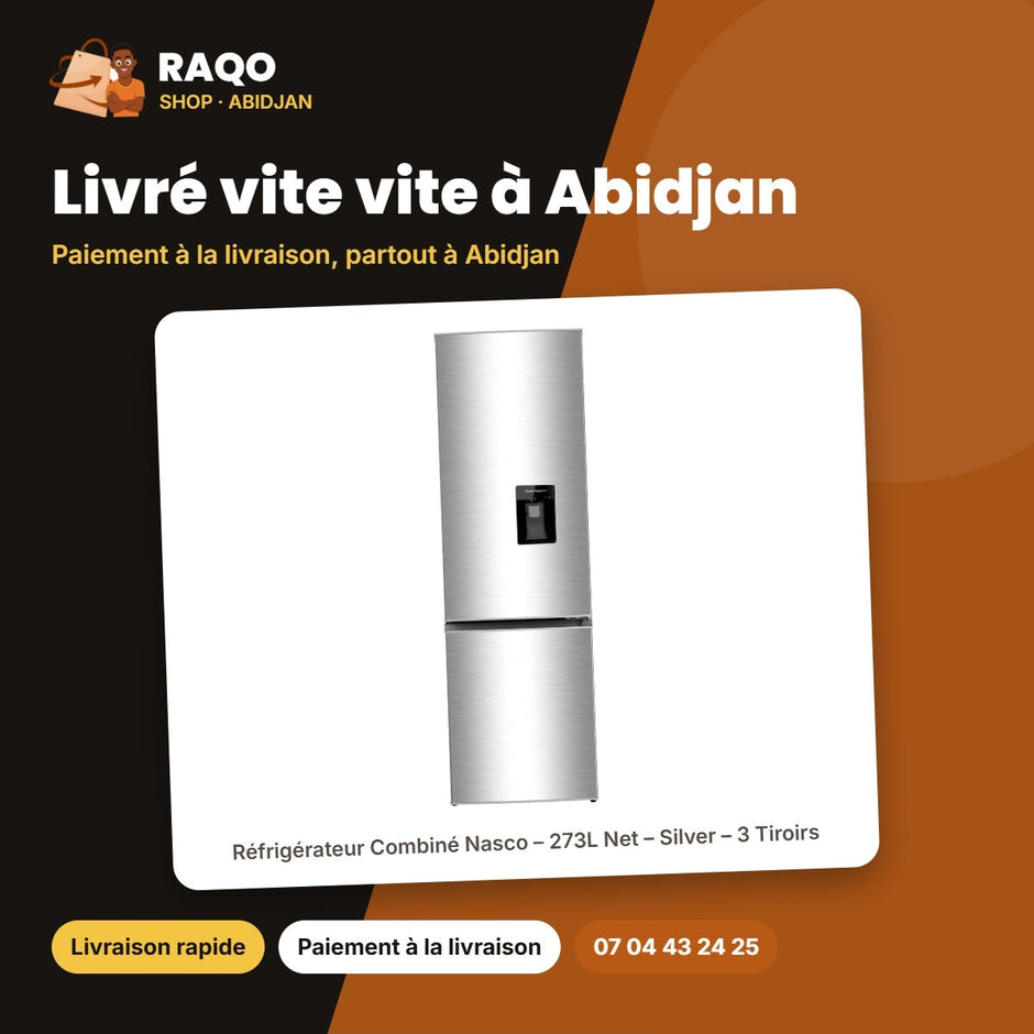 Réfrigérateur Combiné Nasco – 273L Net – Silver – 3 Tiroirs | SNASD2-400WD