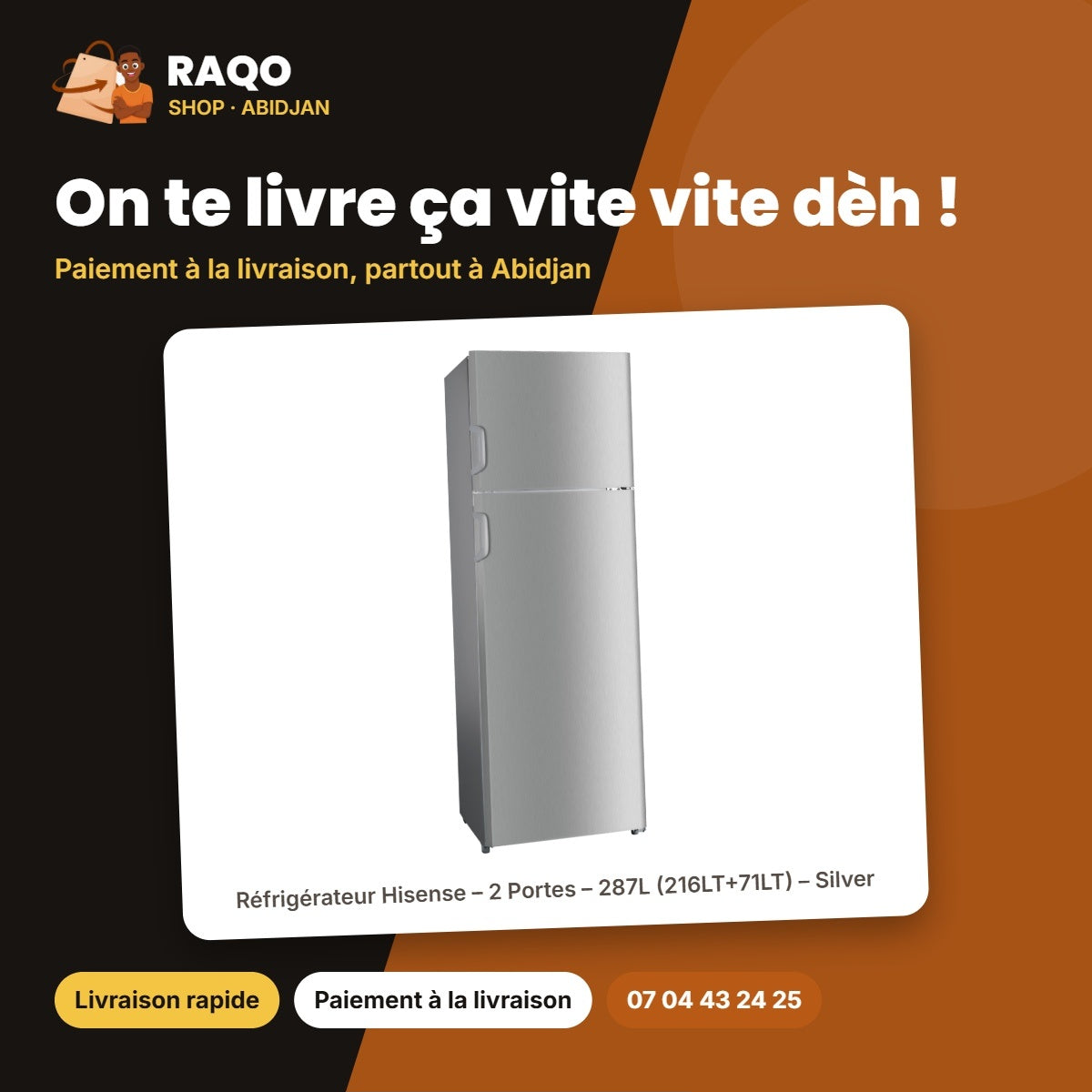 Réfrigérateur Hisense – 2 Portes – 287L (216LT+71LT) – Silver | RD-39DR4SG