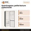 Réfrigérateur Combiné Nasco – 252L – 2 TIROIRS+1CASIER – Silver | HNASD2-35WD