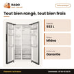 Réfrigérateur Américain Midea – 2 Portes – 553L(347+206) – Brossé Steel | MDRS710FGF46D
