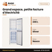 Réfrigérateur Combiné Nasco – 4 Tiroirs – Silver – 246L Net | HNASD2-33