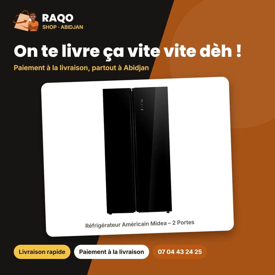 Réfrigérateur Américain Midea – 2 Portes – 555L (349L+206L) – Noir | MDRS710FGF63