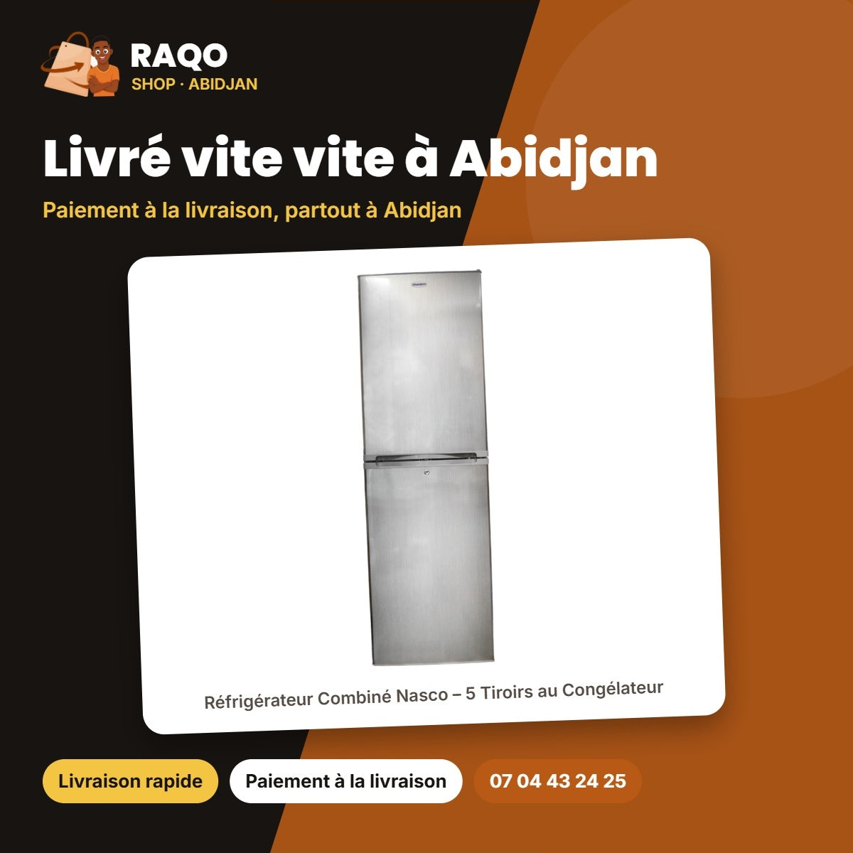 Réfrigérateur Combiné Nasco – 5 Tiroirs au Congélateur – Silver – Avec Clé | NAS295-5D