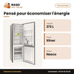 Réfrigérateur Combiné Nasco – 273L Net – Silver – 3 Tiroirs | SNASD2-400