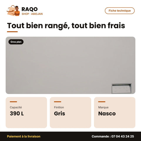 Congélateur Horizontal Nasco – Gris – 390L Net | HNAS-450