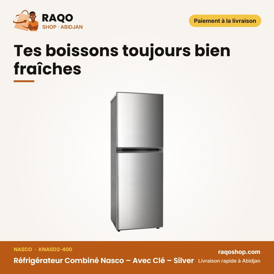 Réfrigérateur Combiné Nasco – Avec Clé – Silver – 4 Petits + 1 Grand Tiroir | KNASD2-400