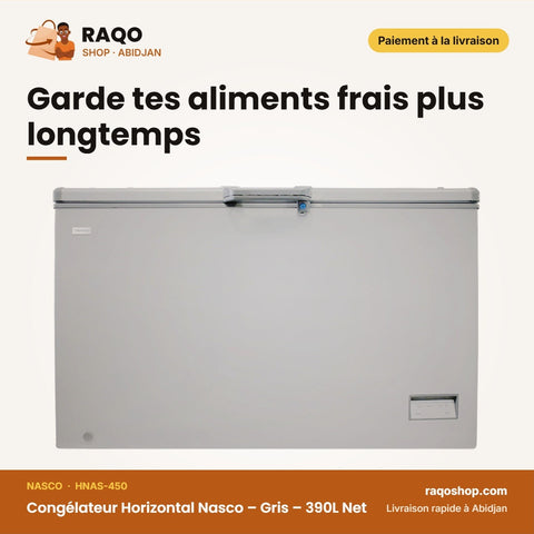 Congélateur Horizontal Nasco – Gris – 390L Net | HNAS-450