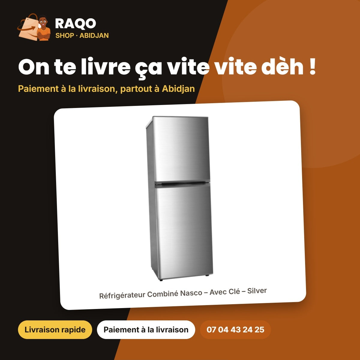 Réfrigérateur Combiné Nasco – Avec Clé – Silver – 4 Petits + 1 Grand Tiroir | KNASD2-400