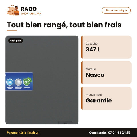 Congélateur Horizontal Nasco – 347L – 1PORTE – 1 Panier Interne | NAS-425WA-DS