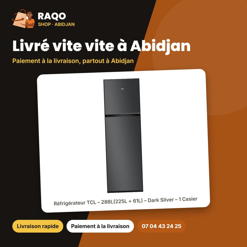 Réfrigérateur TCL – 286L(225L + 61L) – Dark Silver – 1 Casier | P286TMG