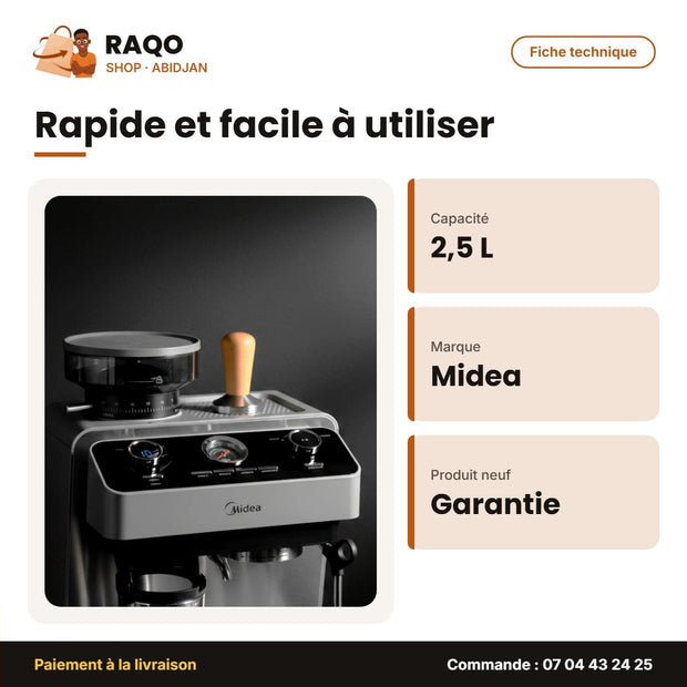 Machine à Cafe Midea – Semi Automatique – 2.5L – Auto-Nettoyage | MA-SACM2501