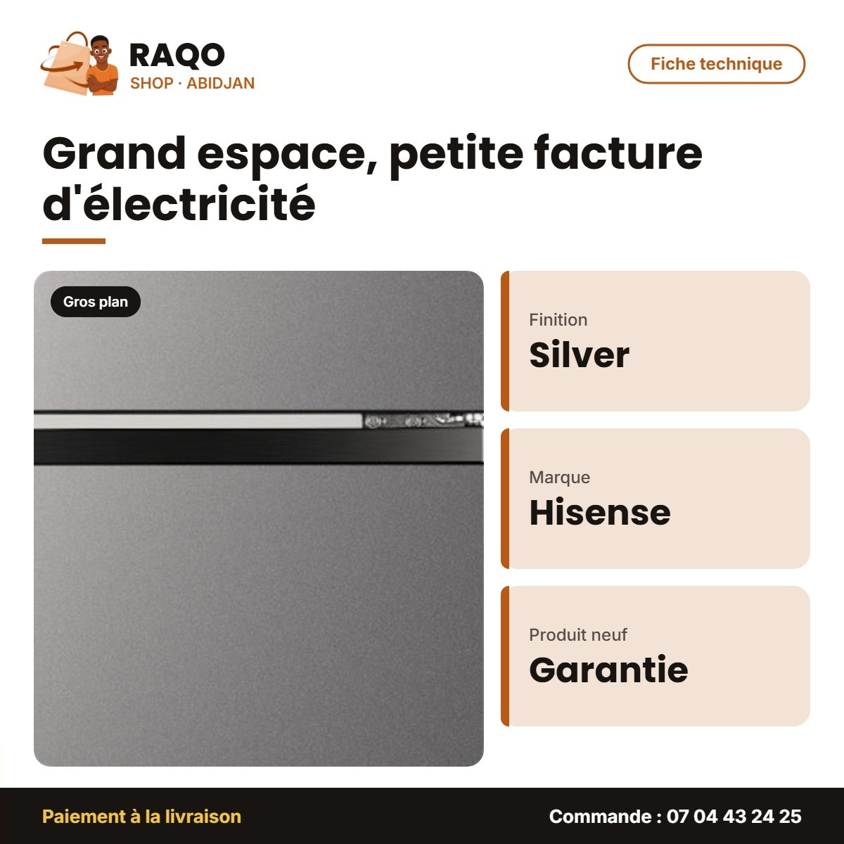 Réfrigérateur Hisense – 2 Portes – Silver | RD-17DR4SA