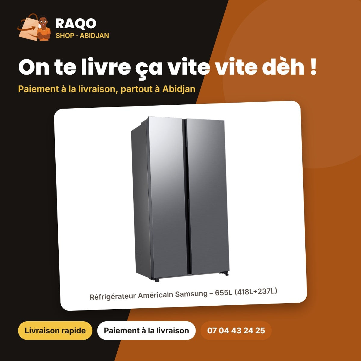 Réfrigérateur Américain Samsung – 655L (418L+237L) – Silver – 2 Portes | RS70F65Q3TUT