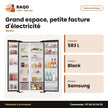 Réfrigérateur Américain Samsung – 583L (375L+208L) – 2 Portes – Black Matt | RS57DG400EB4EF