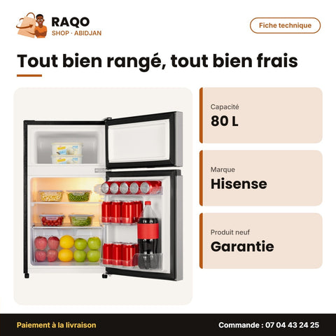 Réfrigérateur Hisense – 2 Portes – A – 80 L (58LT+22LT) | RD-11DR4SA