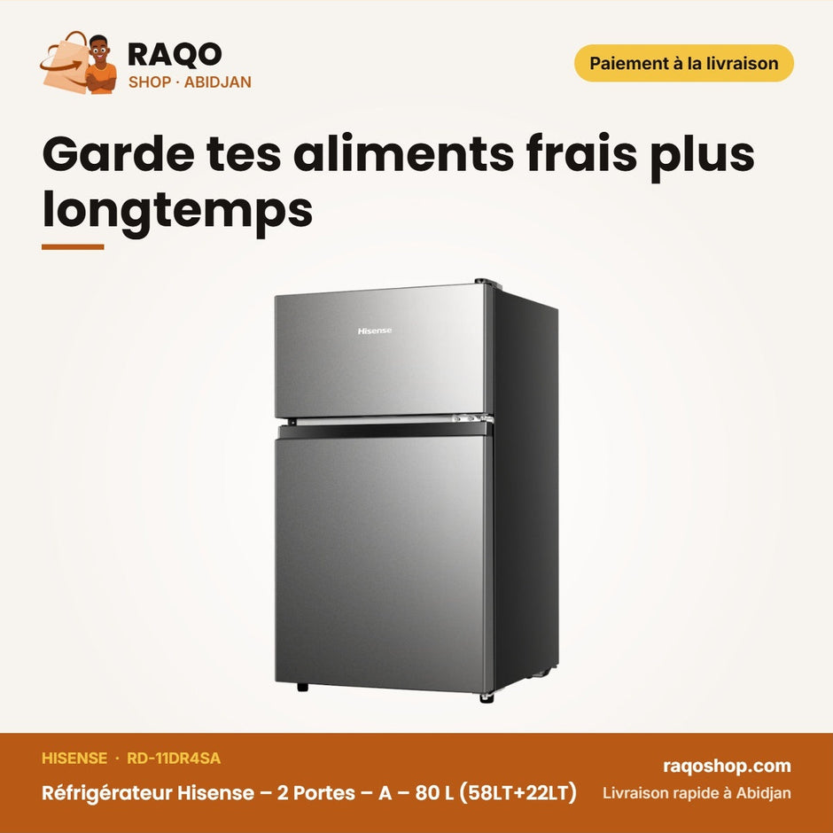 Réfrigérateur Hisense – 2 Portes – A – 80 L (58LT+22LT) | RD-11DR4SA