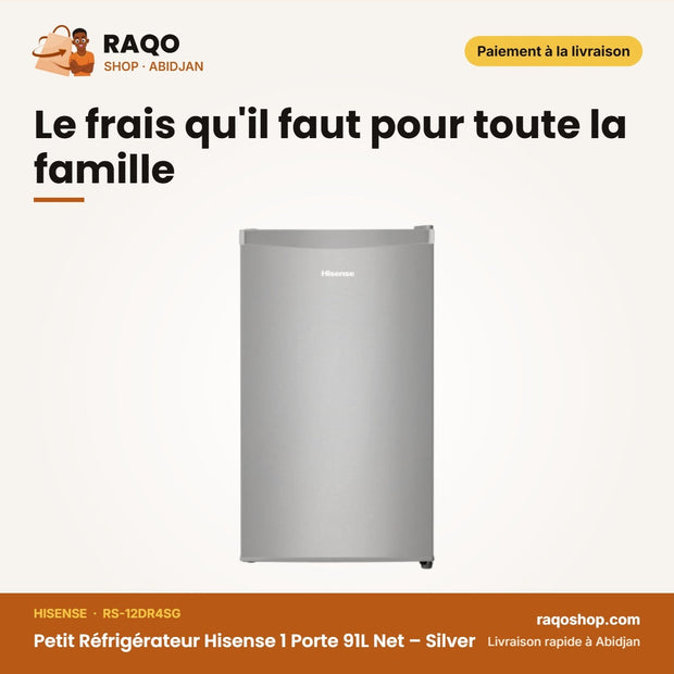 Petit Réfrigérateur Hisense 1 Porte 91L Net – Silver | RS-12DR4SG