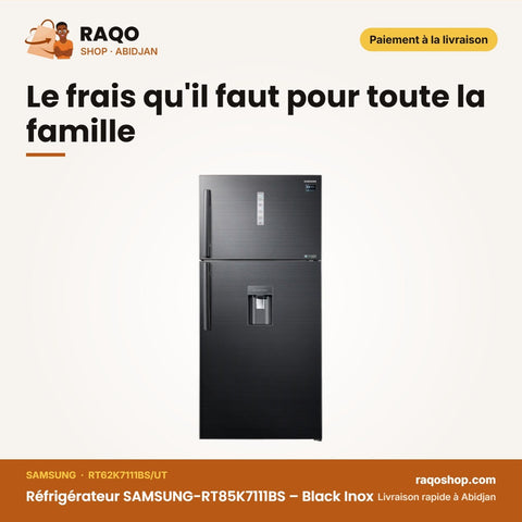 Réfrigérateur SAMSUNG-RT85K7111BS – Black Inox – 620L (459L+161L) | RT62K7111BS/UT