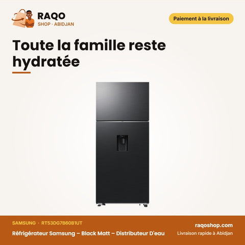 Réfrigérateur Samsung – Black Matt – Distributeur D'eau – 528L (402L+126L) | RT53DG7B60B1UT