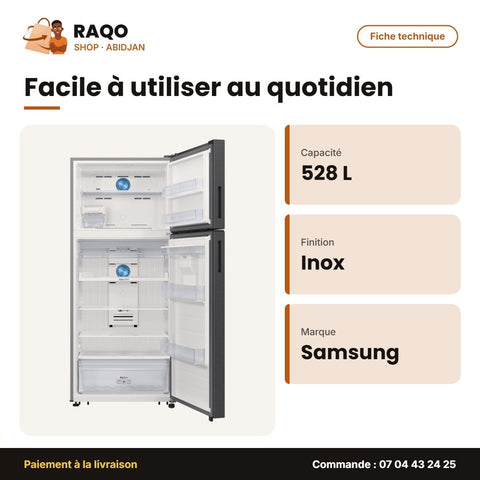 Réfrigérateur Samsung – Refined Inox – Distributeur D'eau – 528L(402L+126L) | RT53DG7B14S9EF