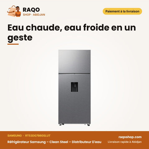 Réfrigérateur Samsung – Clean Steel – Distributeur D'eau – 528L(402L+126L) | RT53DG7B60SLUT