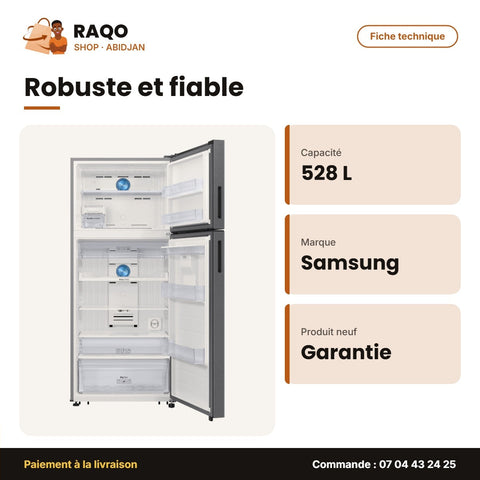Réfrigérateur Samsung – Clean Steel – Distributeur D'eau – 528L(402L+126L) | RT53DG7B60SLUT