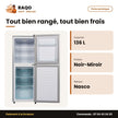 Réfrigérateur Combiné Nasco – 136L (71LT+65LT) – 3 Tiroirs – Noir-Miroir | NASD2-203FL-GD