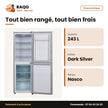 Réfrigérateur Combiné Nasco – 243L(158L Net) – 3TIROIRS – Dark Silver | NASD2-243FL-DS