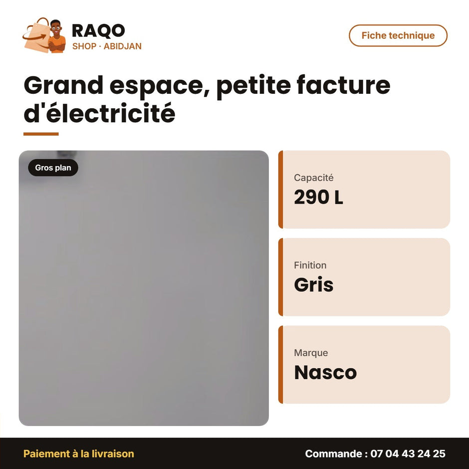 Congélateur Horizontal Nasco – Gris – 290L Net – 2 Paniers Internes | HNAS-400