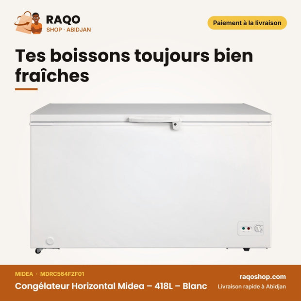Congélateur Horizontal Midea – 418L – Blanc – 2 Paniers Internes | MDRC564FZF01