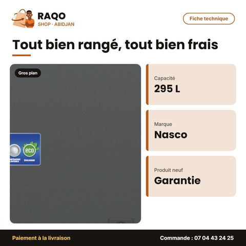 Congélateur Horizontal Nasco – 295L – 1PORTE – 1 Panier Interne | NAS-400WA-DS
