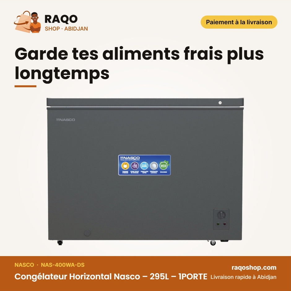 Congélateur Horizontal Nasco – 295L – 1PORTE – 1 Panier Interne | NAS-400WA-DS