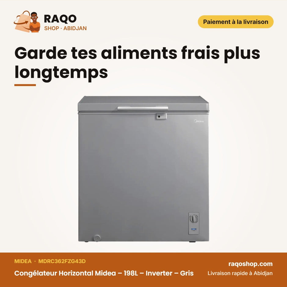 Congélateur Horizontal Midea – 198L – Inverter – Gris | MDRC362FZG43D