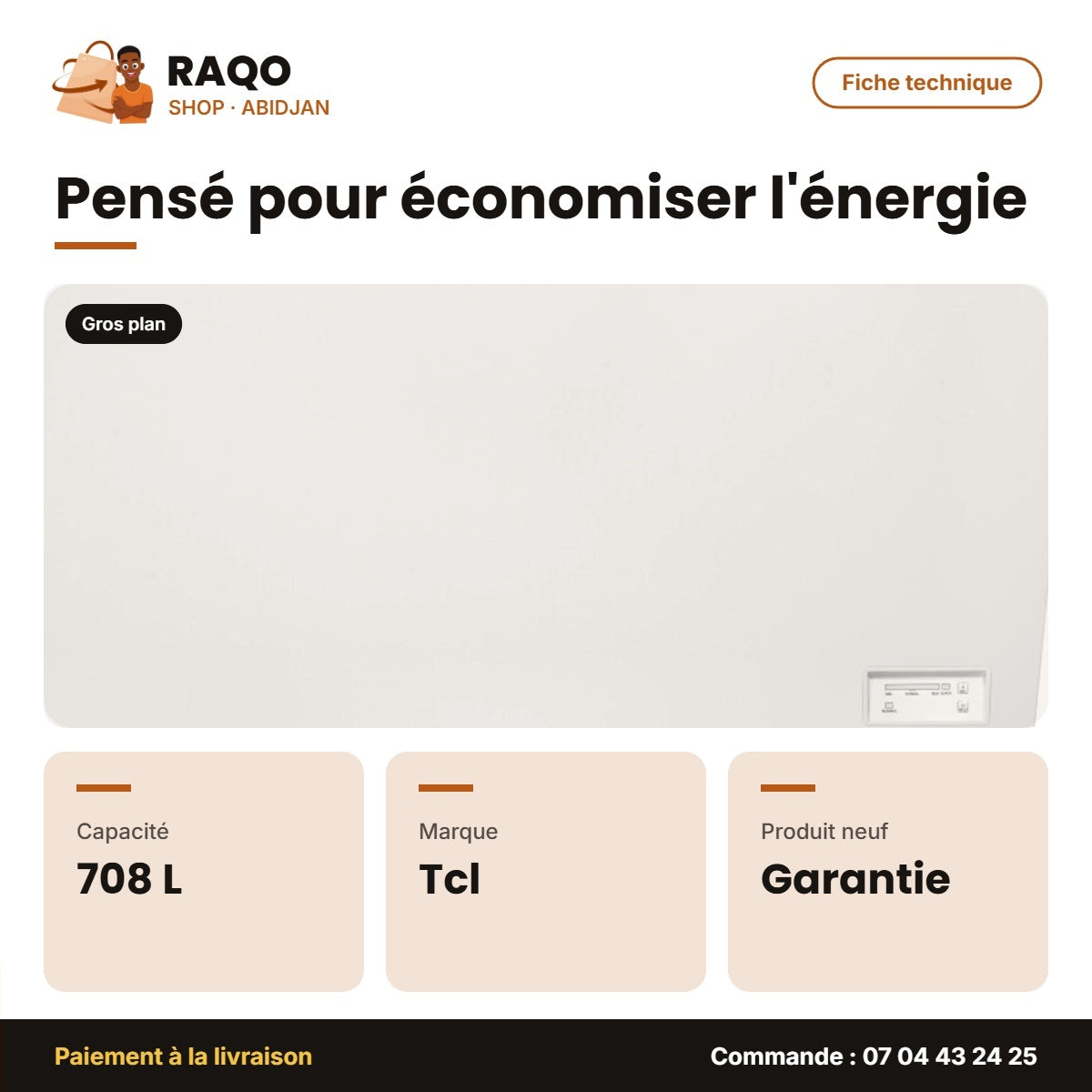 Congélateur Horizontal TCL – 2 Battants – 708L – 2 Paniers Internes | F920CFSL