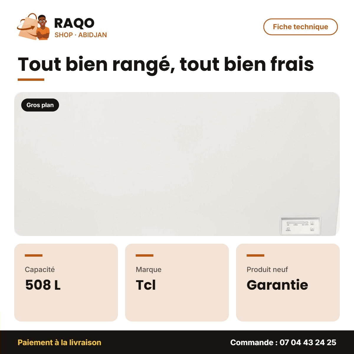 Congélateur Horizontal TCL – 2 Battants – 508L – 2 Paniers Internes | F660CFSL