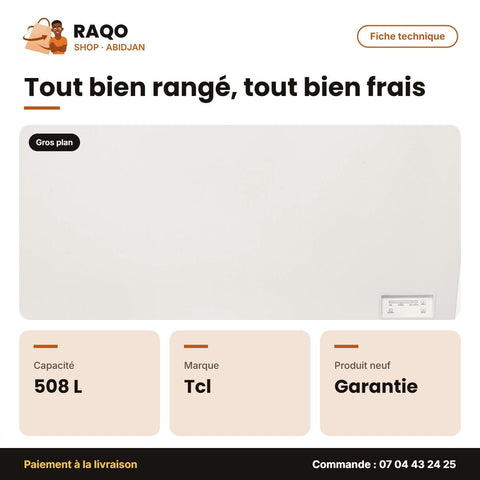 Congélateur Horizontal TCL – 2 Battants – 508L – 2 Paniers Internes | F660CFSL