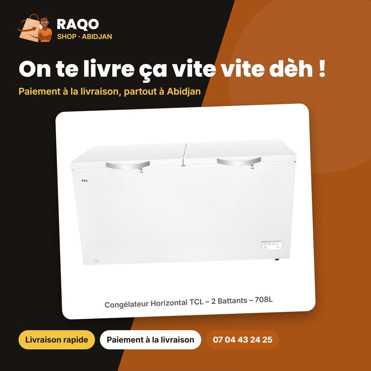 Congélateur Horizontal TCL – 2 Battants – 708L – 2 Paniers Internes | F920CFSL