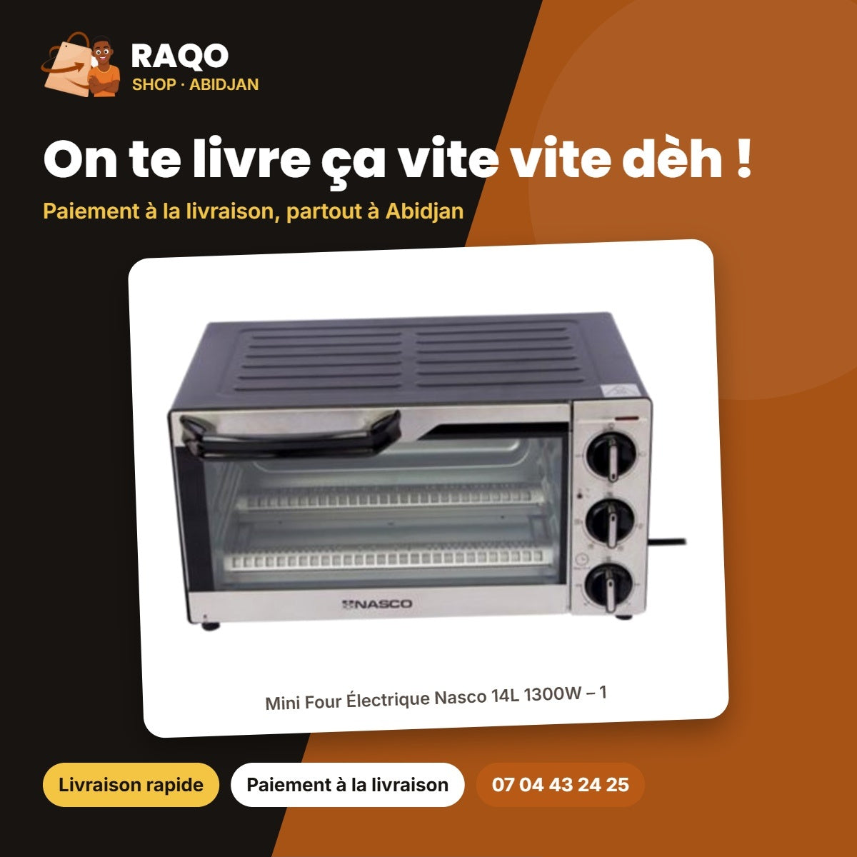 Mini Four Électrique Nasco 14L 1300W – 1 | T09523-GS