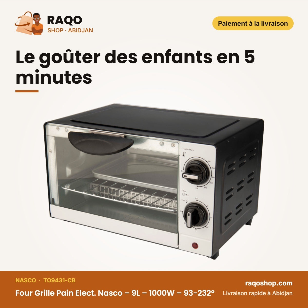 Four Grille Pain Elect. Nasco – 9L – 1000W – 93-232° | TO9431-CB