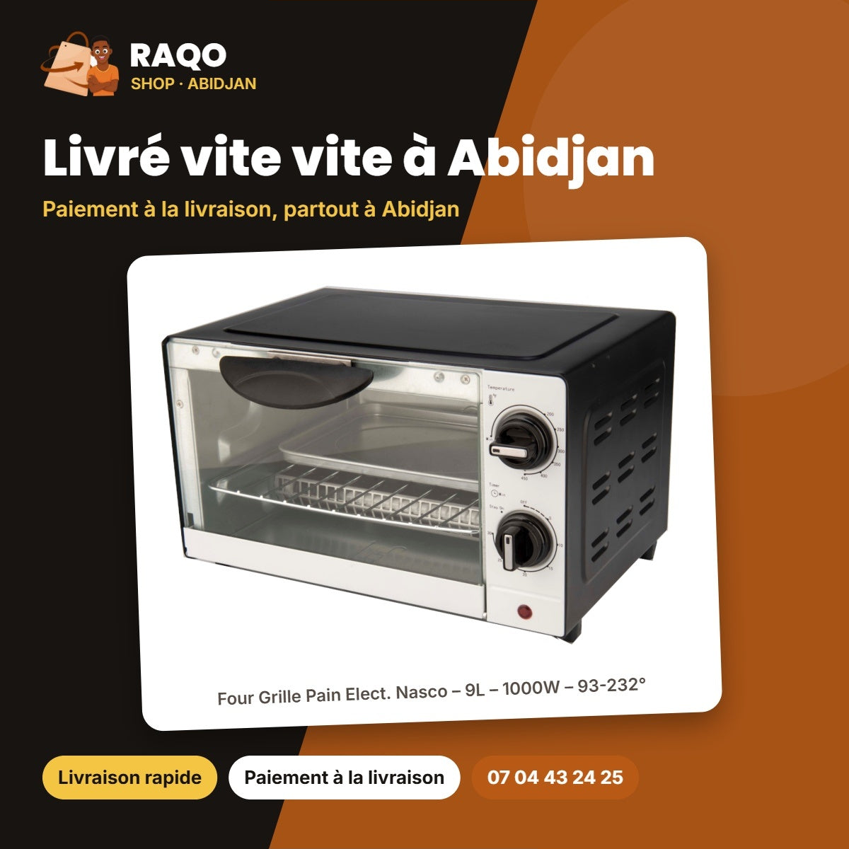 Four Grille Pain Elect. Nasco – 9L – 1000W – 93-232° | TO9431-CB