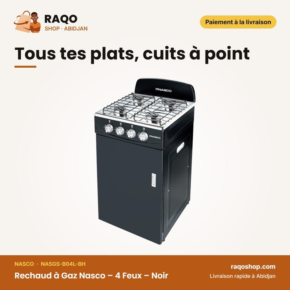Rechaud à Gaz Nasco – 4 Feux – Noir | NASGS-B04L-BH