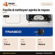 Rechaud à Gaz Nasco – 2 Feux – Vitré – Grille Porte Casserole Noir | NASGS-K213S