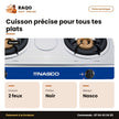 Rechaud à Gaz Nasco – 2 Feux – Vitré – Grille Porte Casserole Noir | NASGS-K208S-G