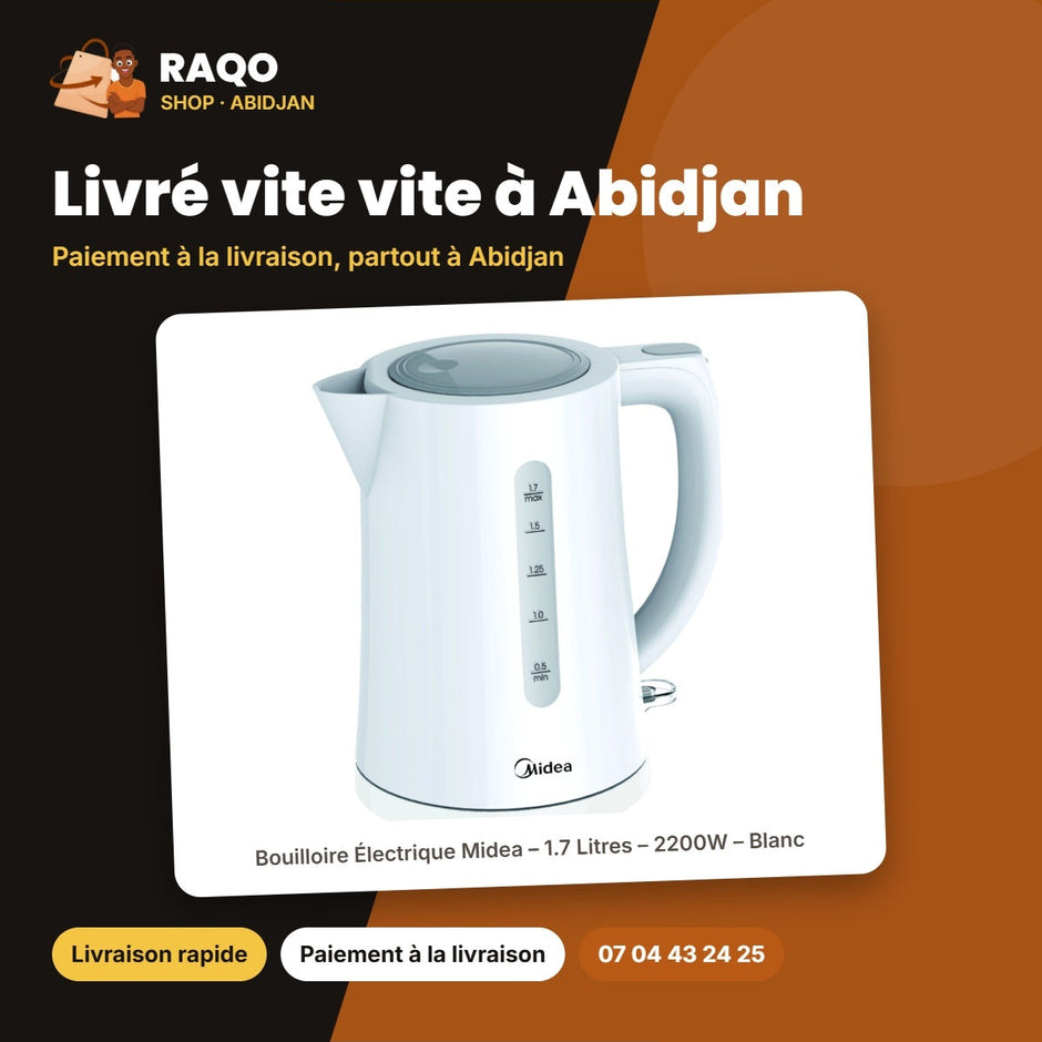 Bouilloire Électrique Midea – 1.7 Litres – 2200W – Blanc | MK-17D18B