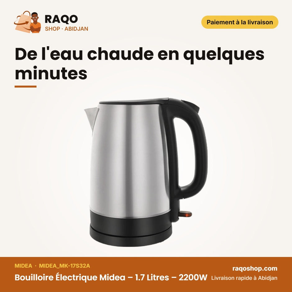 Bouilloire Électrique Midea – 1.7 Litres – 2200W – Stainless Steel | MIDEA_MK-17S32A