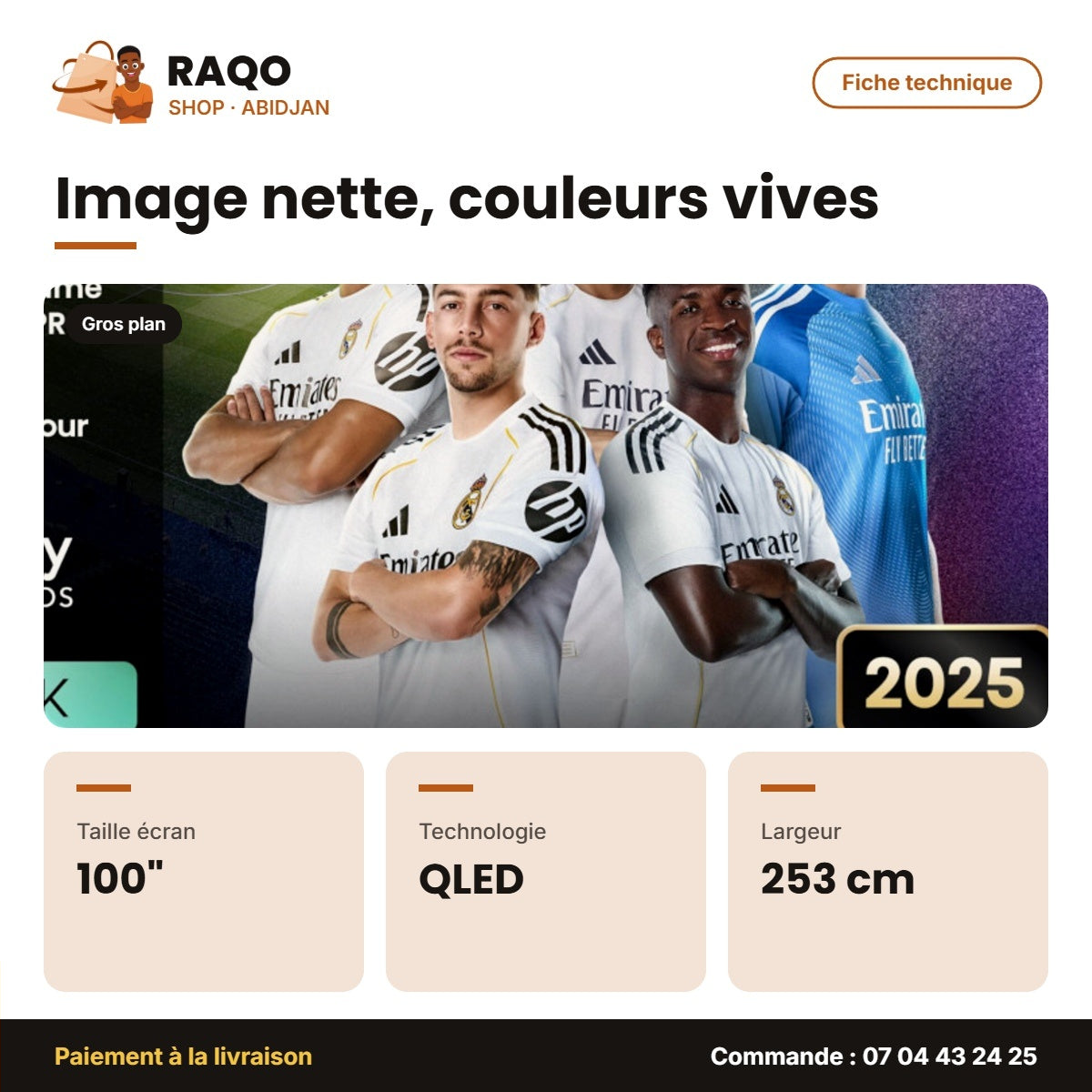 TV QLED 100'' Hisense – 253cm – Smart Vidaa – Dolby | 100Q7Q-RM