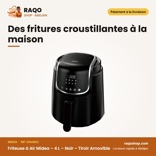 Friteuse à Air Midea – 4 L – Noir – Tiroir Amovible | MF-CN40D2